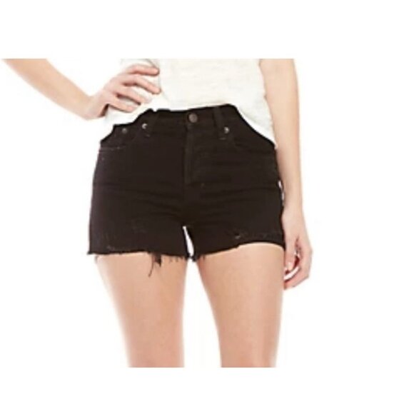 Free People Pants - We The Free Sofia Distressed Denim Cut Off Shorts Black Size 26